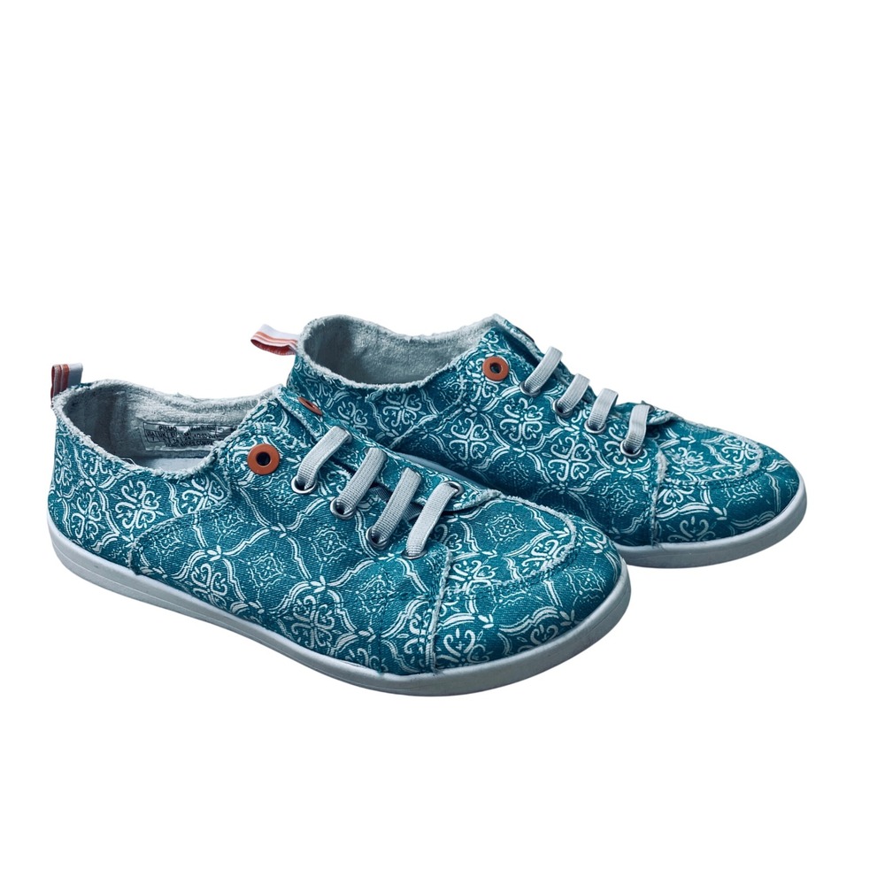 Vionic Beach Pismo Teal Medallion Print Canvas Slip On Sneakers Womens 7